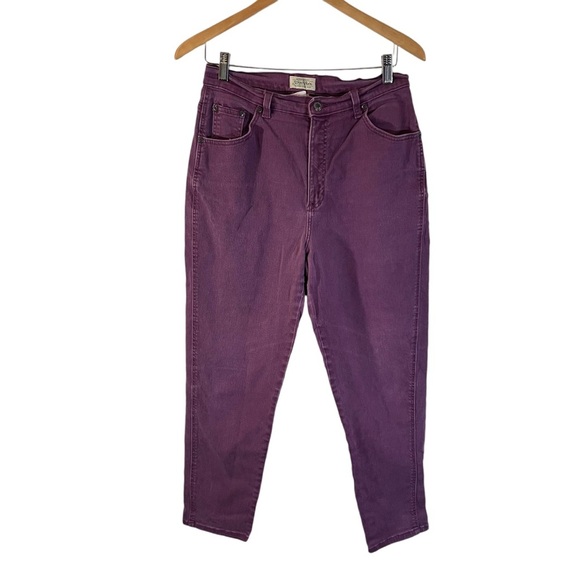 St. Johns Bay Purple Jeans 12 Petites Tapered Denim Mom Fit Vintage High Waist - Picture 1 of 7
